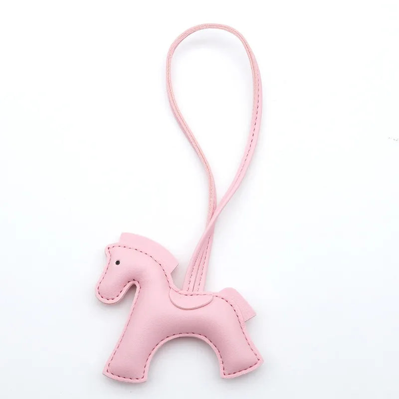Fashion Horse Keychain All-around PU Leather Horses Embellishment for Female Car Key Chain Handbag Decoration Jewelry Gifts