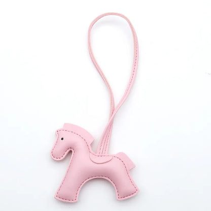 Fashion Horse Keychain All-around PU Leather Horses Embellishment for Female Car Key Chain Handbag Decoration Jewelry Gifts