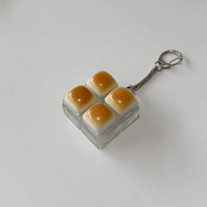 Creative Bread Keyboard Keychain Mechanical Keyboard Decompression Toy Keyring Bag Pendant Soft Finger Button Keychain