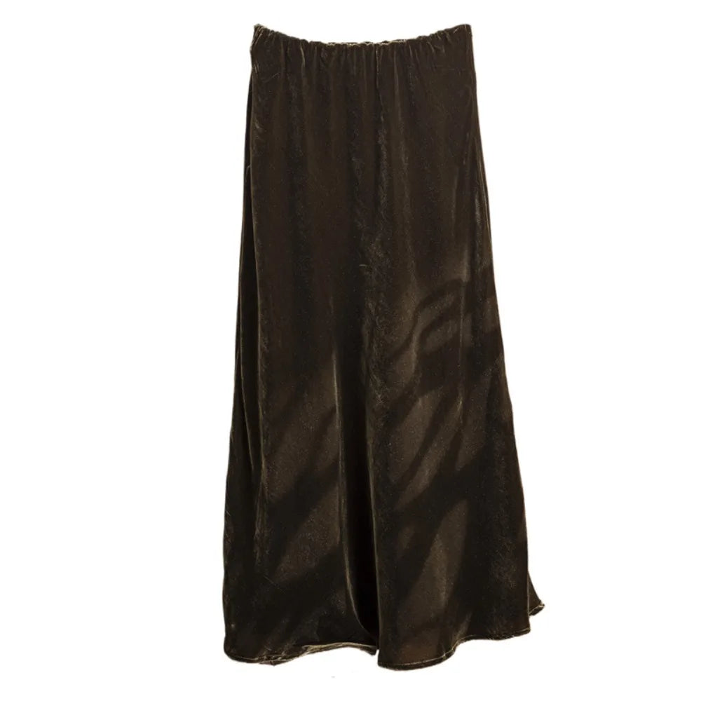 2026 Women's Early Spring New Plus Size Elegant 30% Natural Mulberry Silk Velvet Premium Versatile Solid Color Fishtail Skirt