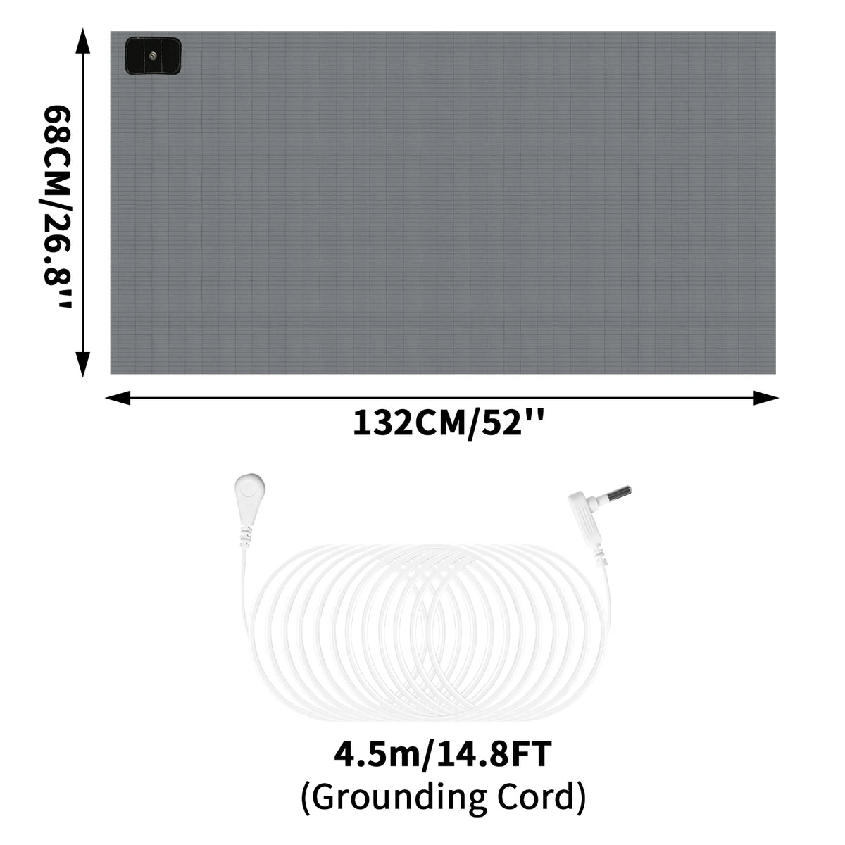 Grounding Sheet with Grounding Cord Organic Cotton and 10% Silver Fiber Materials Natural Wellness Antistatic Release Stress