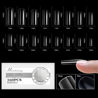 160/320pcs False Nails Full Cover Press-On Nails Coffin Stiletto Soft Gel False Nails Pieces for DIY Nail Extension salon tools