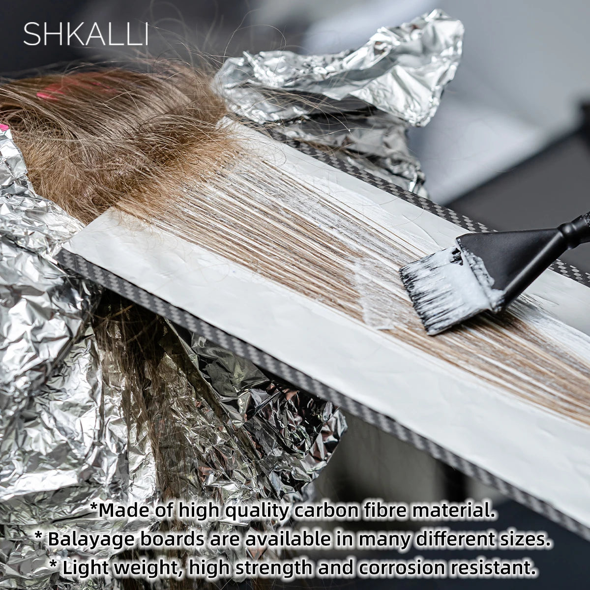 SHKALLI Professional Carbon Fibre Hair Balayage Board and Brush Set Hair Dyeing Tool Kit for Hairdressers