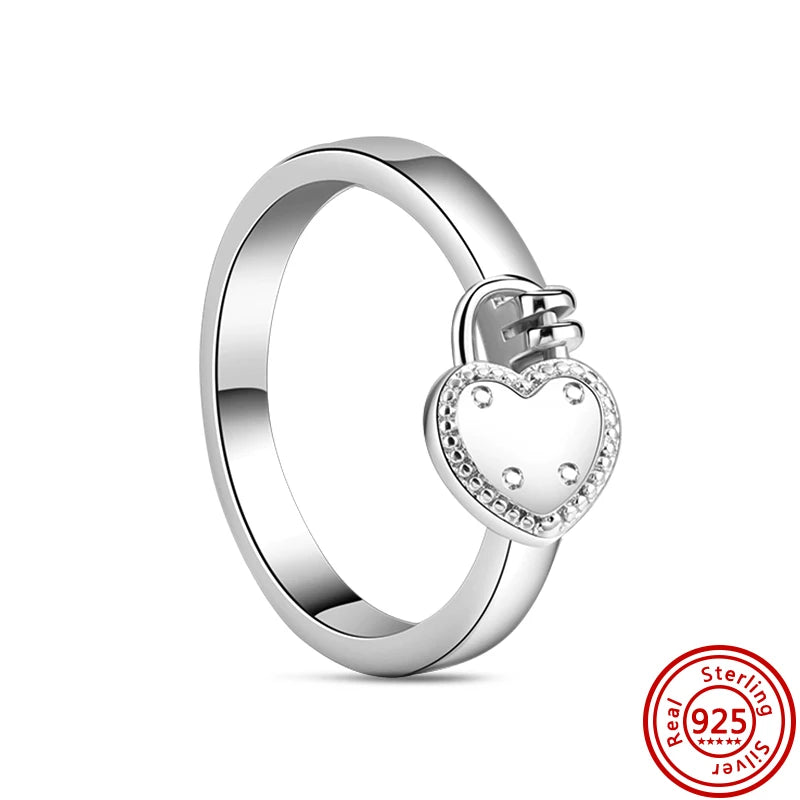 New 925 Sterling Silver Shiny Classic Square Crown Heart-shaped Ring Exquisite Luxury Charm Jewelry Holiday Surprise Gifts