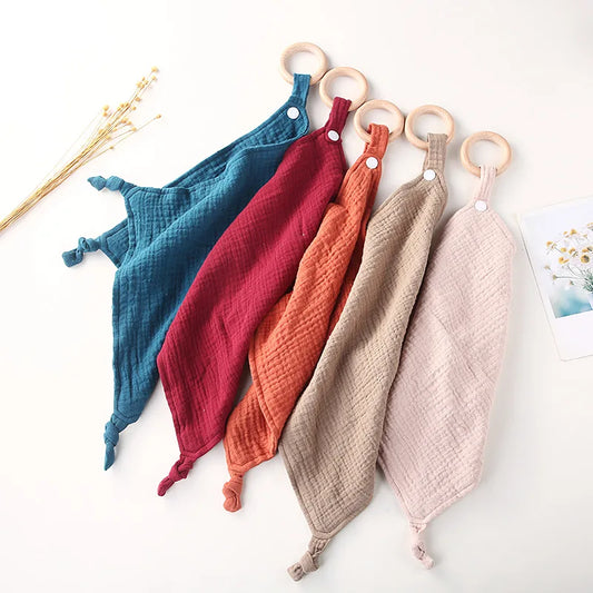 Wooden Drool Bib Ons Baby Saliva Towel Soft Cotton Baby Burp Cloth Kindergarten Handkerchief Newborn Washcloth Nursing Towel