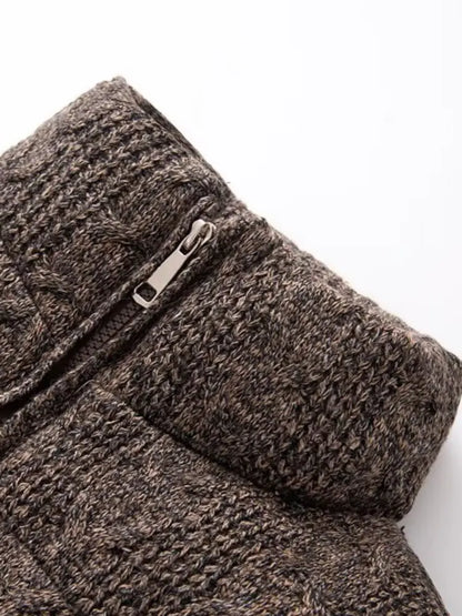 Women's Luxury Vintage Winter Loose Turtleneck Zipper Padded Coats Lady Elegant High Quality Knitted Thicken Warm Jackets Parkas