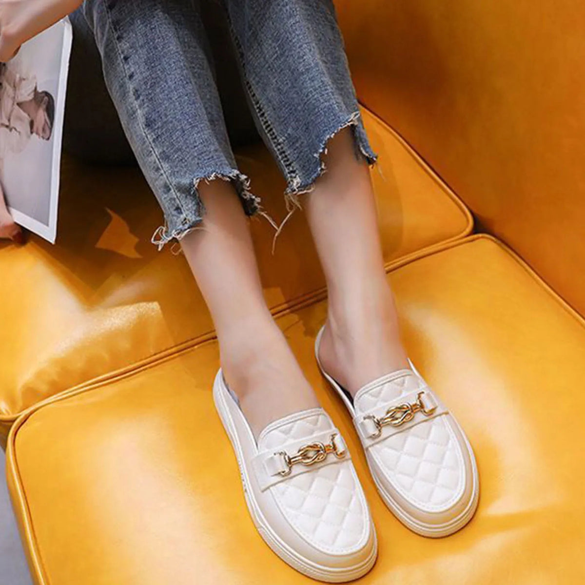 Summer New Style Women's Soft Bottom Anti-slip Versatile Outer Wear Beach Flat Bottom Lazy Person One Step Casual Half Slippers