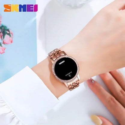 SKMEI 1669 Simple Date Time Watches For Female reloj mujer Digital LED Touch Women Watch Diamond Waterproof Ladies Wristwatches