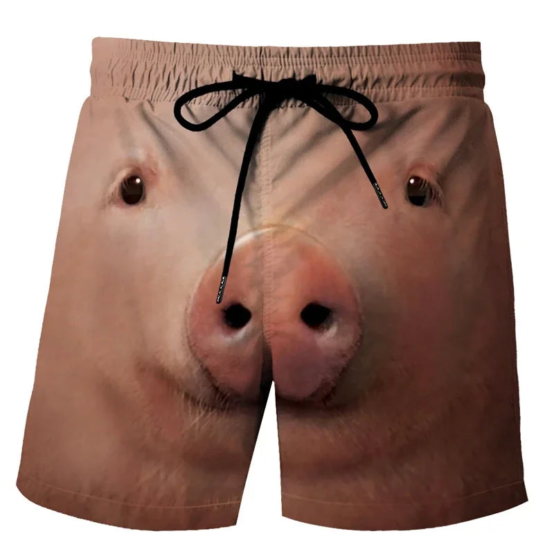 Fun Animal Pig 3D Print Sports Quick-Dry Breathable Men Shorts Outdoor Street Vacation Beach Leisure Parent-child Clothing Pants