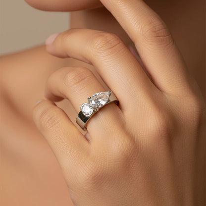 925 Sterling Silver Sparkling Water Drop Interweaving Dazzling Clear Pear CZ Finger Rings For Women Gift Wedding  Fine Jewelry