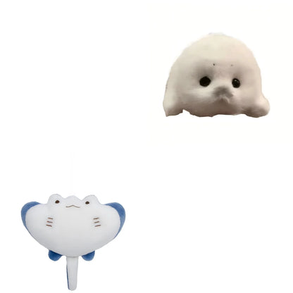 Fashion Accessory White Little Seal Blue Devil RayKeychain Marine Life Car Key Accessories Animal Doll Seal Toy Pendant