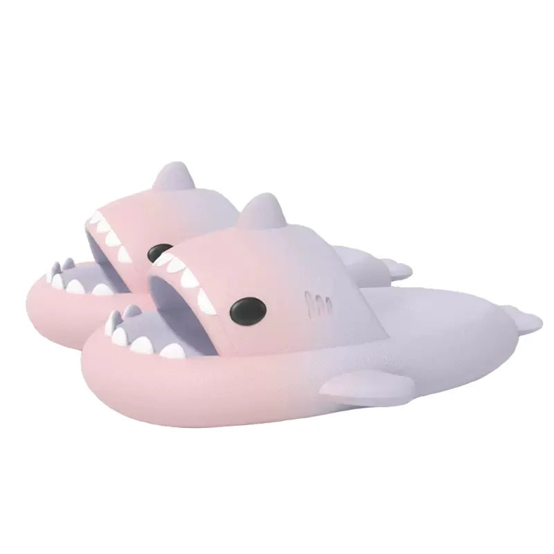 Summer Funny Cute Women Gradient Shark Slippers Men Outdoor Soft EVA Beach Sandals Couple Indoor Floor Non-slip Thick Flip Flops