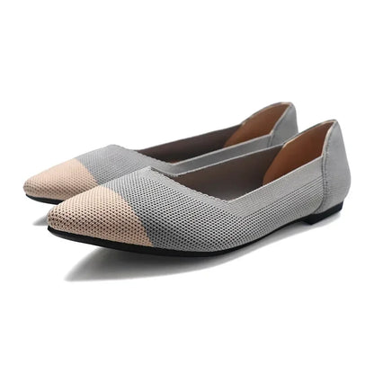 Women's Shoes Mesh Breathable Pointed Toe Flat Shoes Fashion Soft Bottom Knitted Shoes Female Casual Slip on Footwear Loafers85