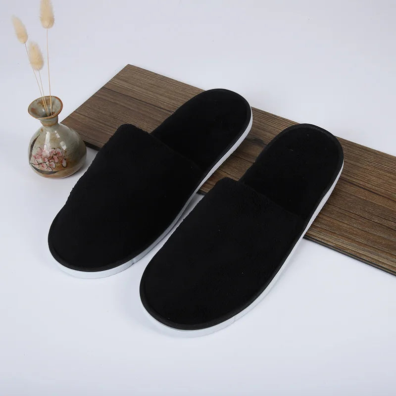 5 Pairs/Lot Winter Cotton Slippers Men Women Disposable Hotel Slippers Home Plush Slides Travel SPA Hospitality Guest Footwear