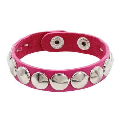 Fashion Punk Rivet Chain Bracelet Spike Leather Rock Style Metal Bracelet Wristbands Unisex Leather Bracelet