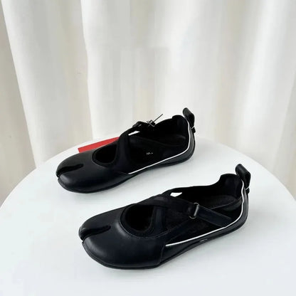 Cross split toe Mary Jane Single Shoes Women 2026 New Versatile Flat Ballet Casual Shoes