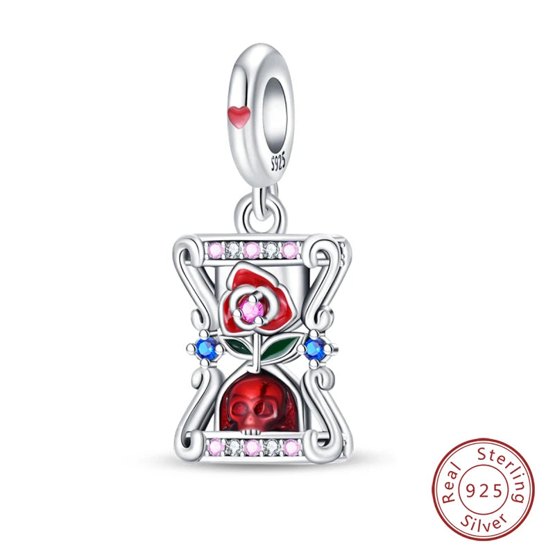 NEW 925 Sterling Silver Fashion Tarot Pendants Mysterious Spirit Snake Skull Rose Charms Beads Fit Qikaola Bracelets DIY Jewelry