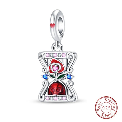 NEW 925 Sterling Silver Fashion Tarot Pendants Mysterious Spirit Snake Skull Rose Charms Beads Fit Qikaola Bracelets DIY Jewelry