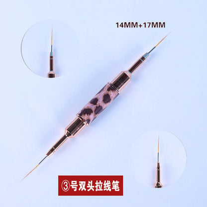 5-25mm Leopard Print Nail Art Brushes Double HeadLiner Brush Striping Drawing Painting Nail Design Brushes Manicure Thin Details