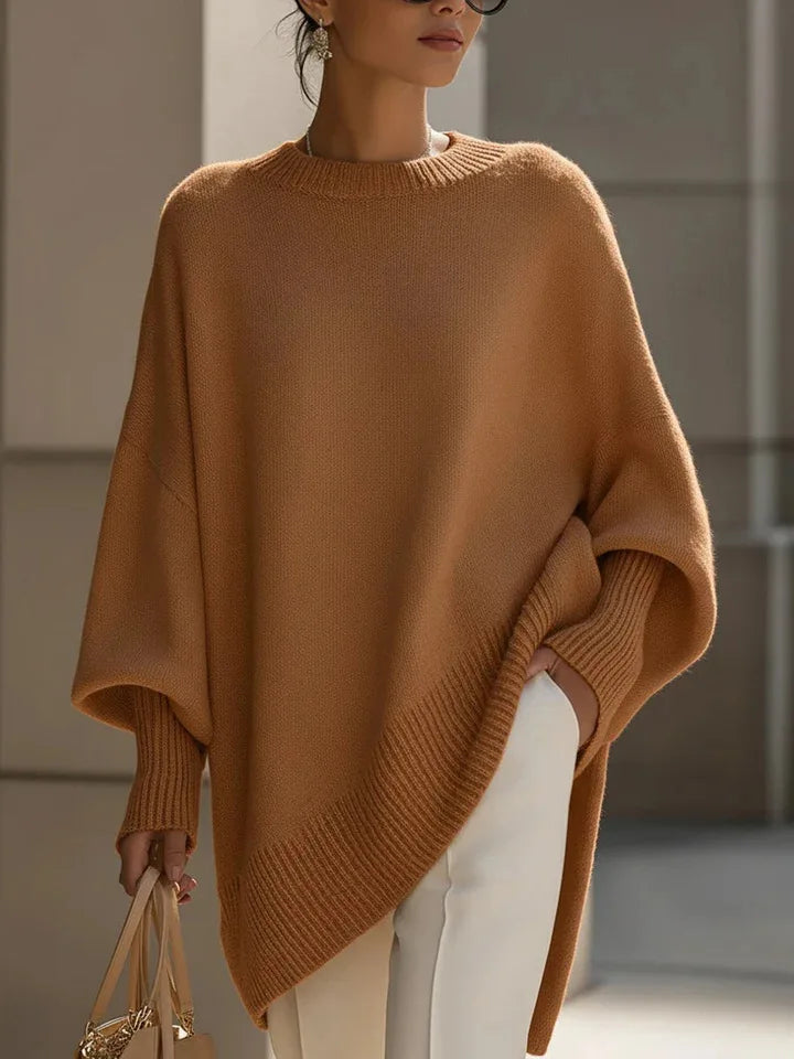 New women's autumn and winter round neck long-sleeved tops knitted pullover loose lazy style solid color women's casual sweater