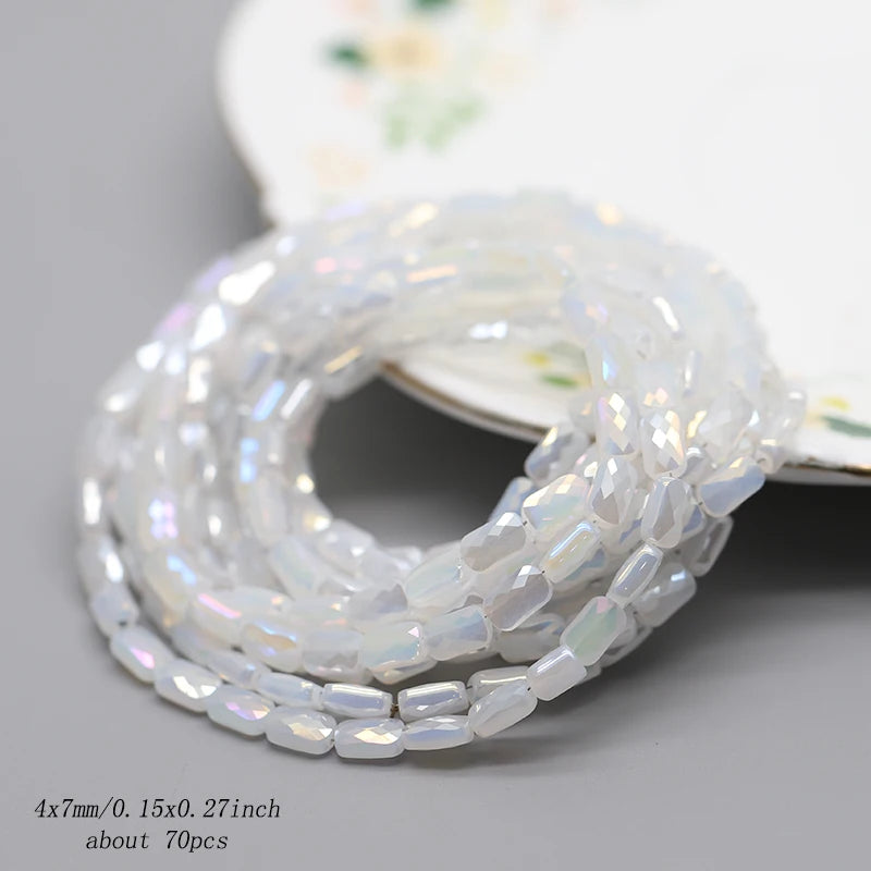 70pcs/lot Color Faceted Square Loose Beads Crystal Glass Beads Faceted Loose Spacer Beads for Jewelry Making DIY