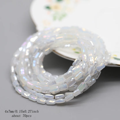 70pcs/lot Color Faceted Square Loose Beads Crystal Glass Beads Faceted Loose Spacer Beads for Jewelry Making DIY