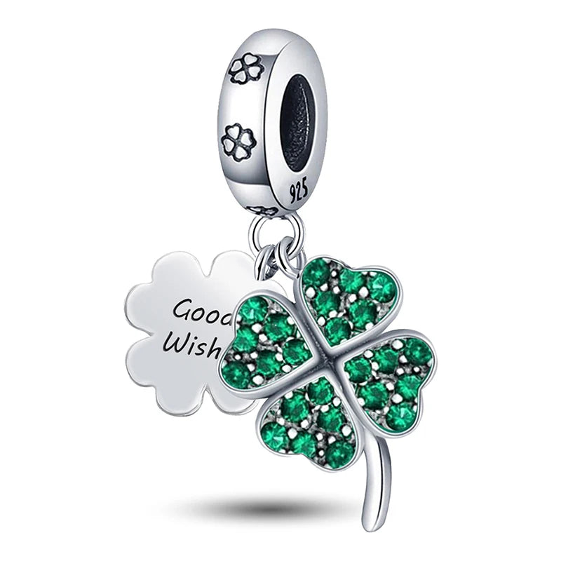 Fit 925 Original Bracelets Love Heart Flower Four Leaf Clover Turtle 925 Silver Charms Beads DIY Birthday Jewelry Gift
