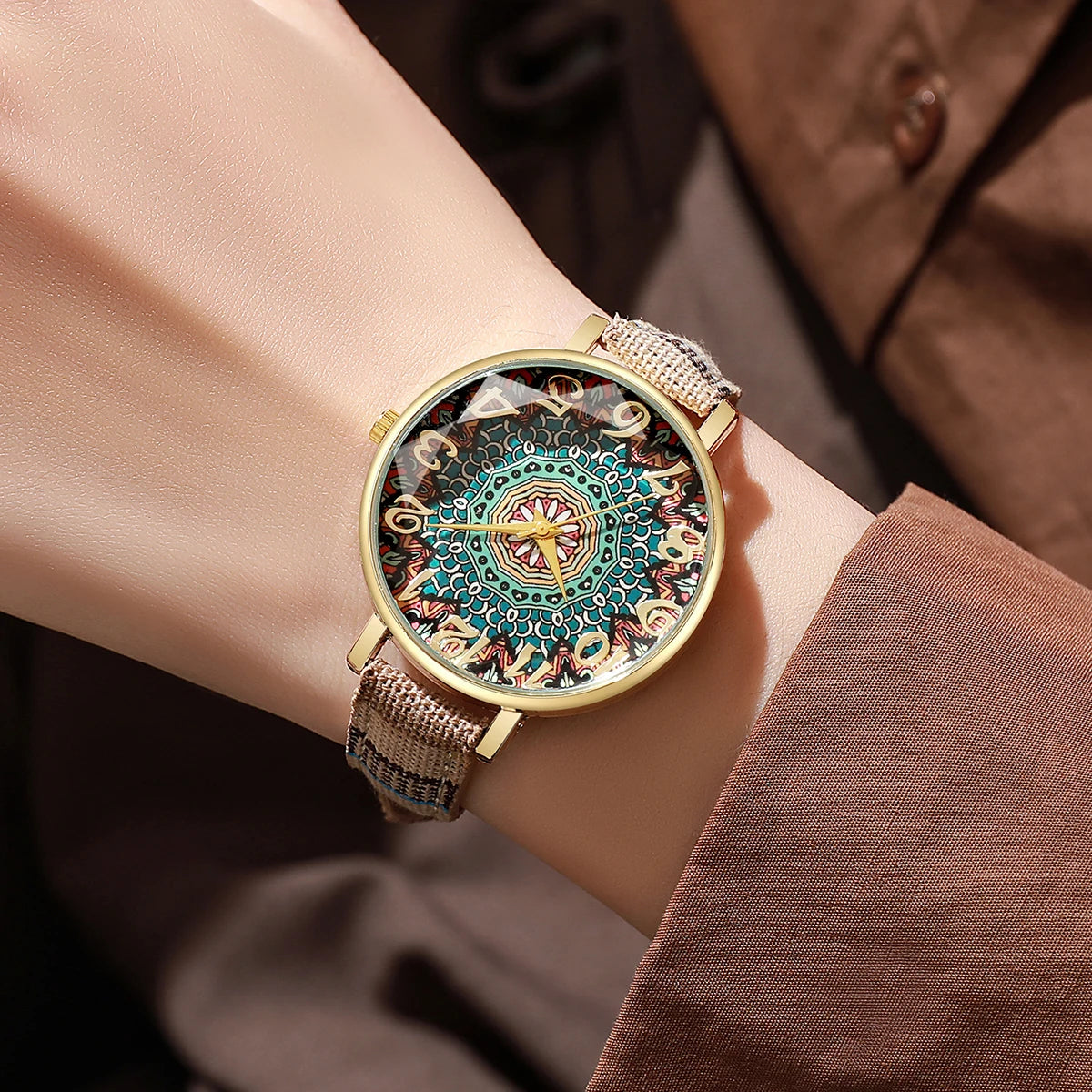 Vintage Arabic Dial Women Watches Leather Strap Quartz Watch for Ladies Clock Reloj Mujer（Without Box）