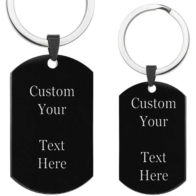 Personalized Photo Keychain, Custom Laser-Engraved Portrait Keychain, Stainless Steel Black Military Tag Pendant, Wedding Thank You Letter Keychain Gift, Valentine's Day Commemorative Keychain, Anniversary Gift