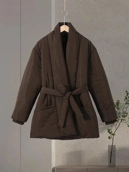 Women's Tie-Waist Padded Coat in Style Options