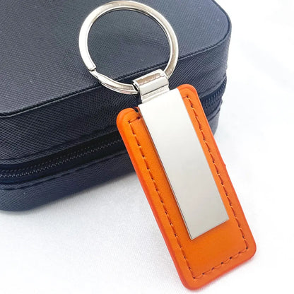 Hot Custom Logo Metal Stainless Steel for Car Moto Keychain Men and Women Keyring Leather Engraved Engraving Key Chain Gift