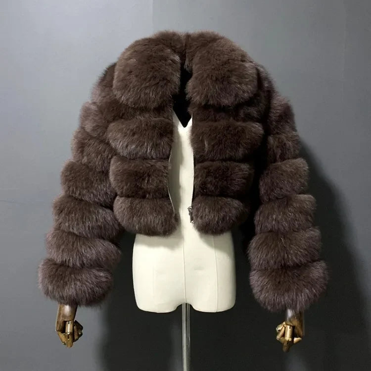 2024 Women's Faux Fur Coat Winter Women Short Warm Thick Faux Fox Fur Coat Vests Raccoon Fake Fur Coat Office Lady Warm Jacket