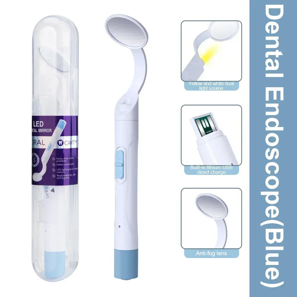 LED Lighting Dental Mouth Mirror Super Bright Oral Examination Sanitary Machine Lighting Teeth Whiten Clean Checking Tool