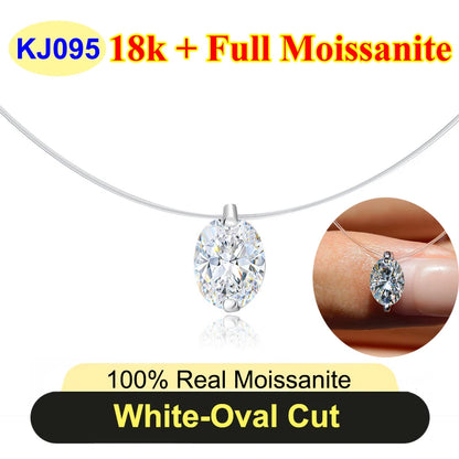 0.5ct-5ct Classic Fish Line Full Moissanite Necklace For Women S925 Silver Plated 18k D Color VVS1 Women's Moissanite Chain Gift