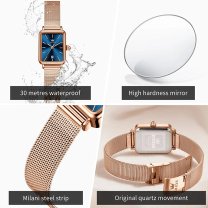 OLEVS 3692 Women Watch Waterproof Stainless Steel Mesh Belt Simple Hand Clock High Quality Ladies' Watches