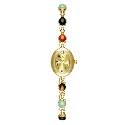 Fashion Casual Women's Watches Natural Jade Bracelet Digital Oval Dial High-end Ladies Wristwatch Watches For Woman Accessory