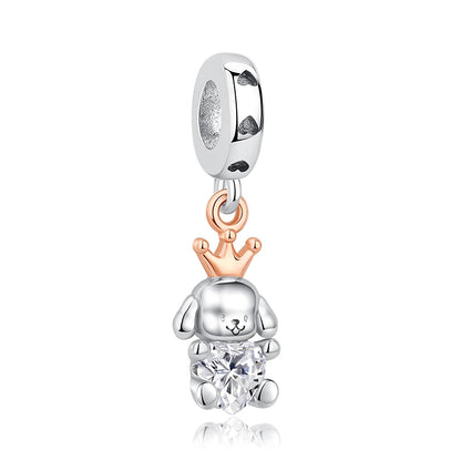 Original 925 Sterling Silver Charms Love Pets Dog Cat Paw Print Pendant Beads Fit Brand Bracelets Necklaces Women DIY Jewelry