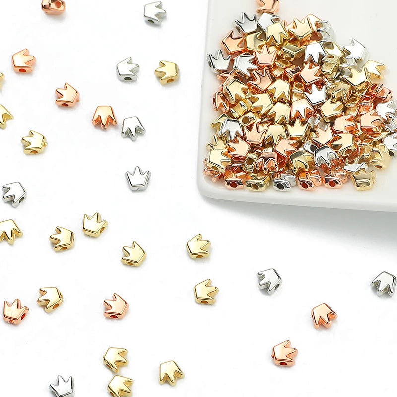 100-400pcs Gold Color Beads 4mm 6mm CCB Cube Crown Heart Pendant Star Spacer Loose Beads for Love Jewelry Making Bracelets DIY S
