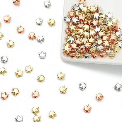 100-400pcs Gold Color Beads 4mm 6mm CCB Cube Crown Heart Pendant Star Spacer Loose Beads for Love Jewelry Making Bracelets DIY S