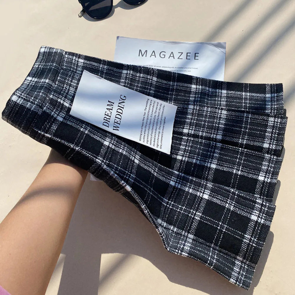 Plaid Woolen Blends Pleated Skirt For Women Fall Winter High Waist A-line Skirt Ladies Fashion Khaki Mini Skirts Vintage Female