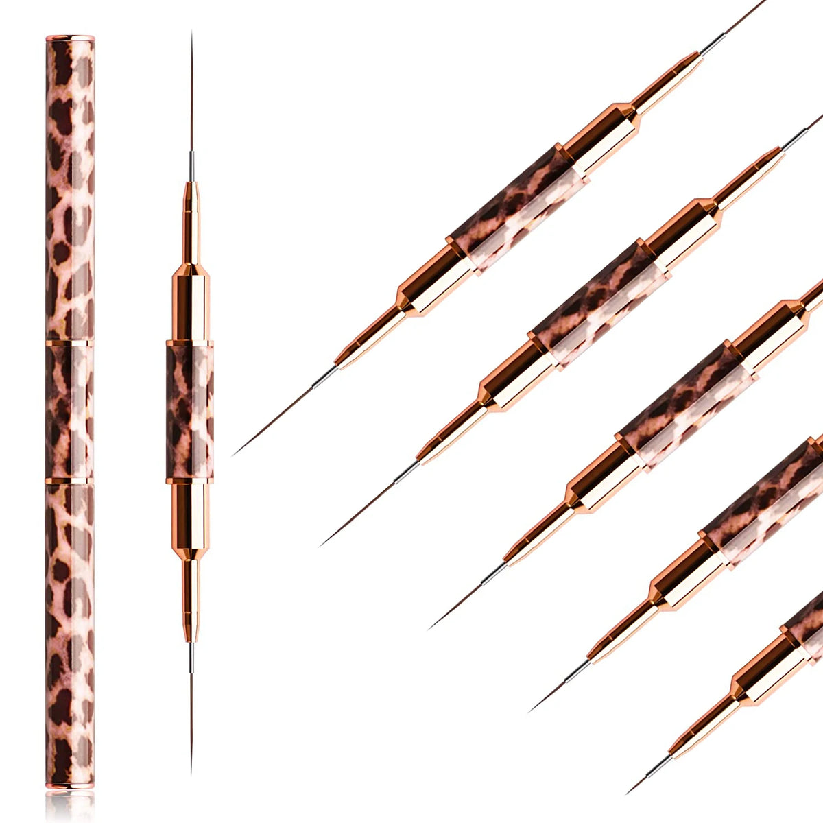 5-25mm Leopard Print Nail Art Brushes Double HeadLiner Brush Striping Drawing Painting Nail Design Brushes Manicure Thin Details