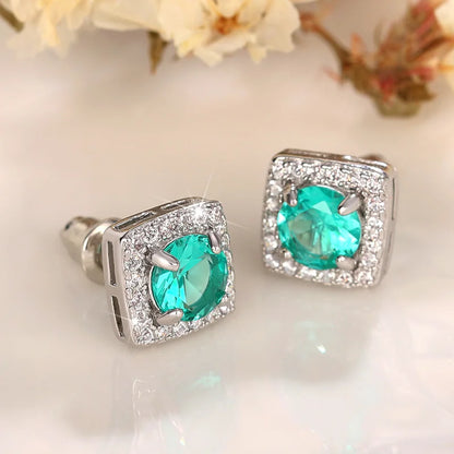 Huitan Stylish Women's Stud Earrings with Brilliant Cubic Zirconia Young Fashion Female Daily Accessories for Engagement Party