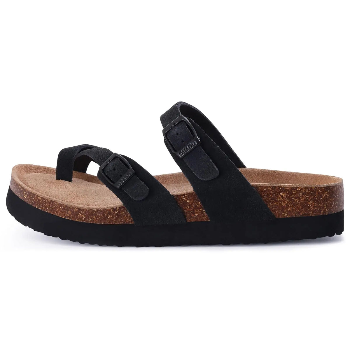 CRACOMIN Platform Suede Sandals for Women With Adjustable Buckle Outdoor Cork Beach Shoes Fashion Thick Sole Women's Slippers
