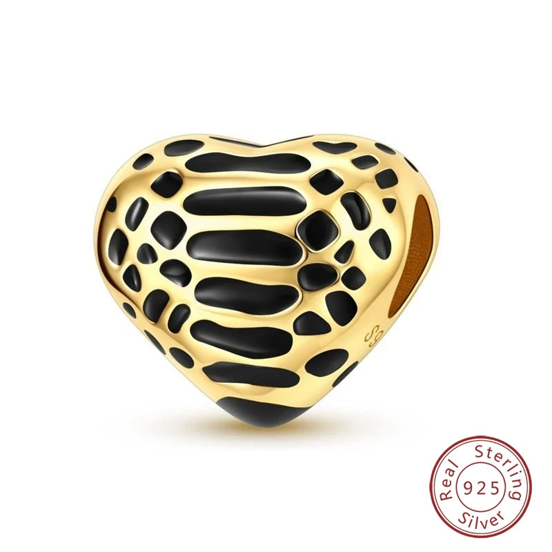 Hot Sales 925 Sterling Silver Golden Series Charms Leopard Little Bear Starfish Bow Bead Fit Original Bracelet DIY Women Jewelry