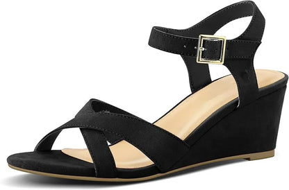 Plus Size 35-43 Shoes for Women Women Ankle Buckle Strap Wedges Comfortable Non-slip Sandals Party Evening Sandalias De Mujer