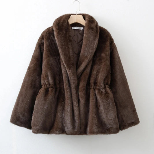 BJTZ Women’s Thickened Padded Faux Fur Coat Winter Warm Fake Fur Jacket Elegant Luxury Outerwear