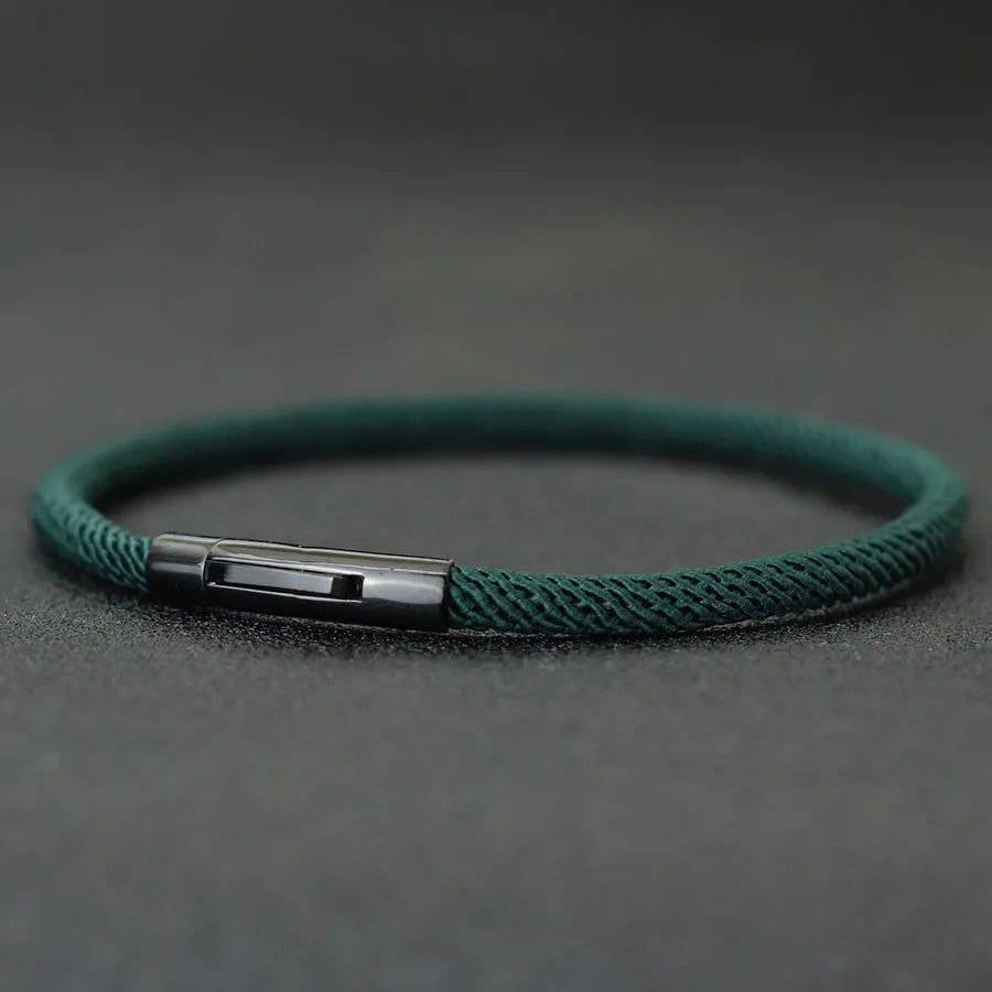 Minimalist Elegance Rope Bracelet Men Grade A 4mm Thread Braslet Homme Stainless Steel Buckle Pulseiras Masculina Armband Herren