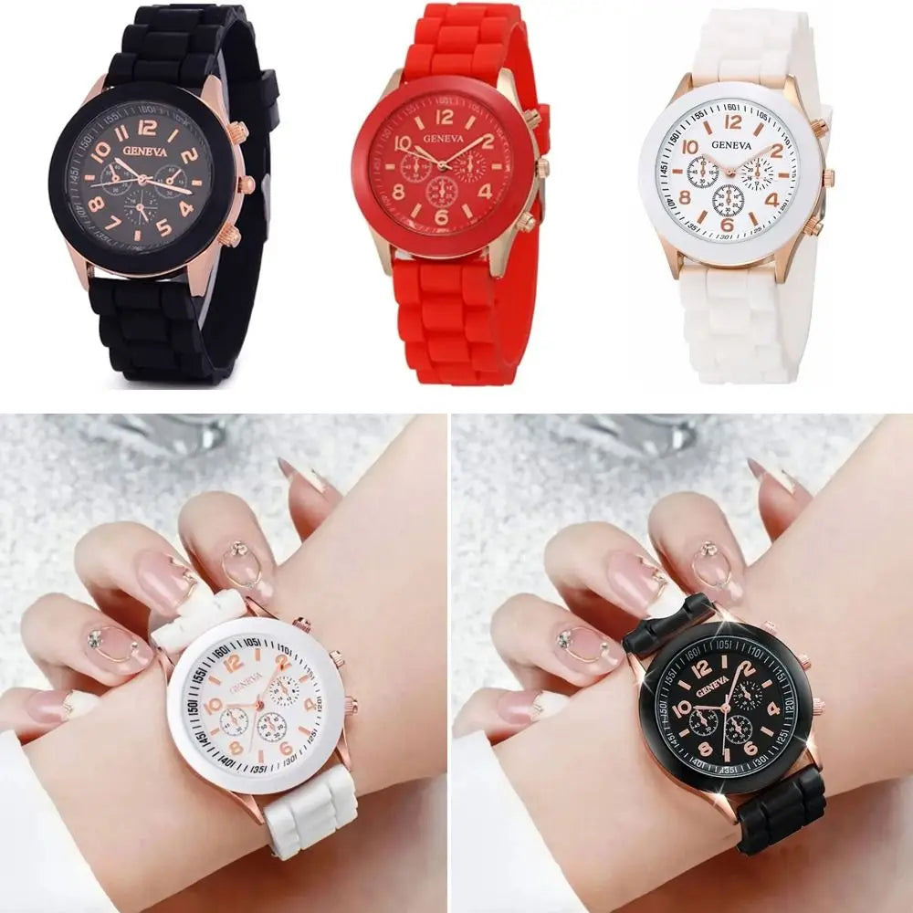 Fashion Silicone Strap Quartz Wristwatches Casual Sports Electronic Watch Women Simple Wrist Watches