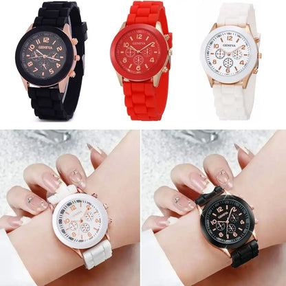 Fashion Silicone Strap Quartz Wristwatches Casual Sports Electronic Watch Women Simple Wrist Watches
