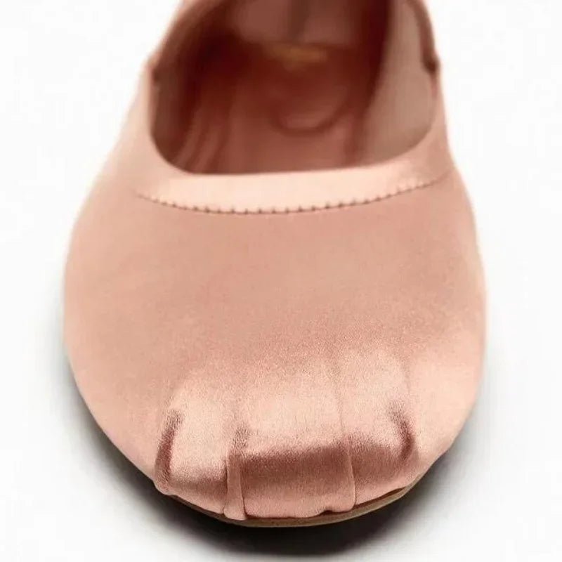2026 Spring/Autumn Flats Mary Jane Shoes Round Toe Women's Shoes Rose Red Color Black Silk Satin Ballet Flats Women Shoes